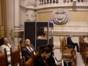 Court of Cassation, Aula Magna (Great Hall). ISO 4043 160cm x 160cm x 200cm soundproof and fireproof booth with infrared simultaneous translation system for 2 language interface, transmitter and Bosch infrared signal radiators